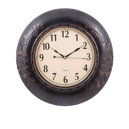 Flowers Embossed Clock - 15x15 inch - Black