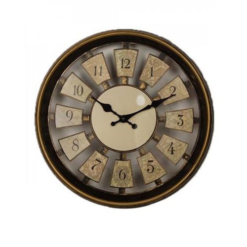 Gold Shaded Wall Clock - 12x12 inch - Black