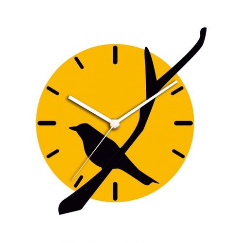 Bird On Tree Wall Clock - Yellow