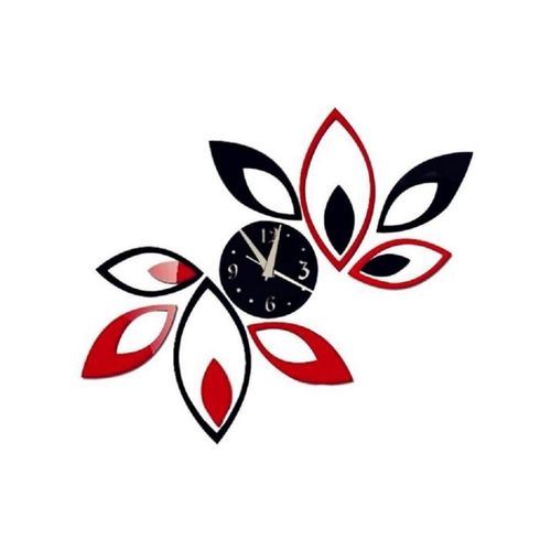 Leaves Wall Clock - Red & Black