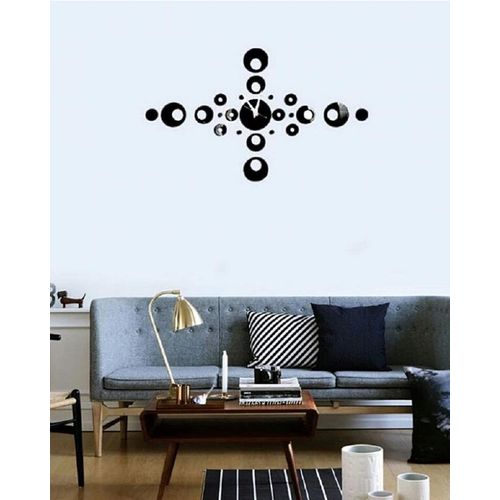 Decorative Circles Wall Clock - Black