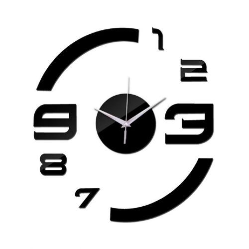 Half Number Design Wall Clock - Black