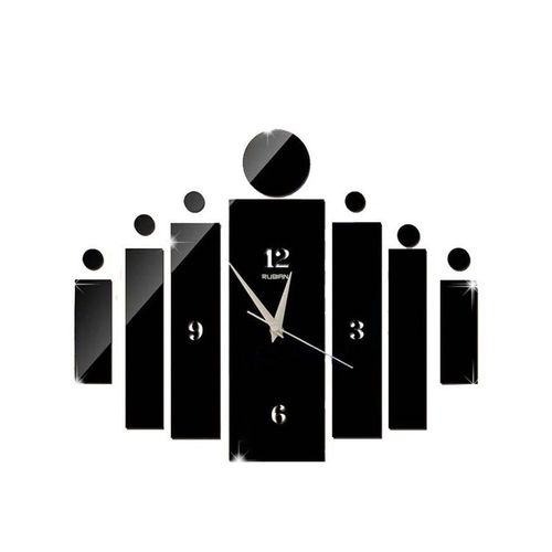 Blocks Design Wall Clock - Black
