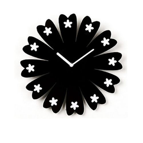 Flower Design Wall Clock - Black
