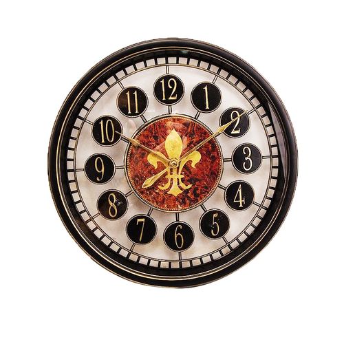 Classic Shiny Black Vintage Wall Clock With Golden Numbers- 12x12 inch