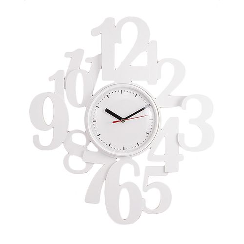 Stylish Numbers Wall Clock 16x16 inch- White