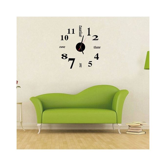 Numbers And Words Acrylic Wall Clock - Black