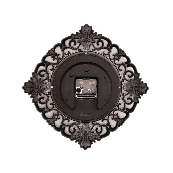 Floral Pattern Wall Clock With Silver Finish - 12x12 inch