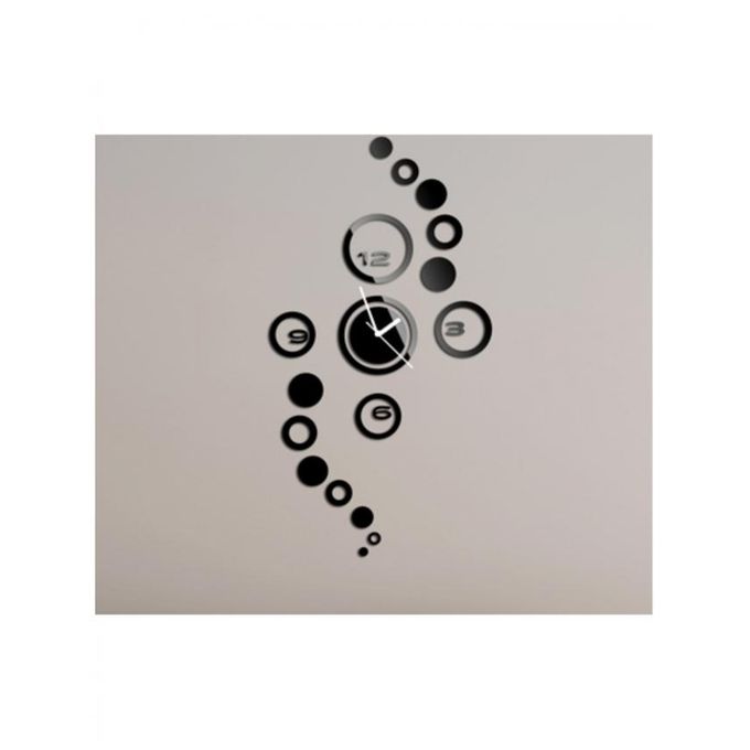 Modern Design Luxury Mirror Wall Clock - Black