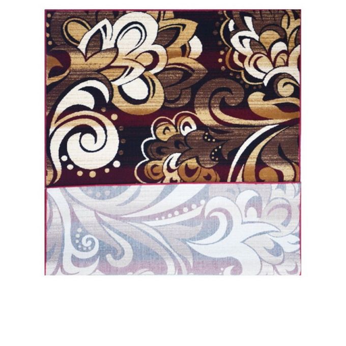 Brown & Maroon Polypropylene Persian Rug - 4x6 Ft