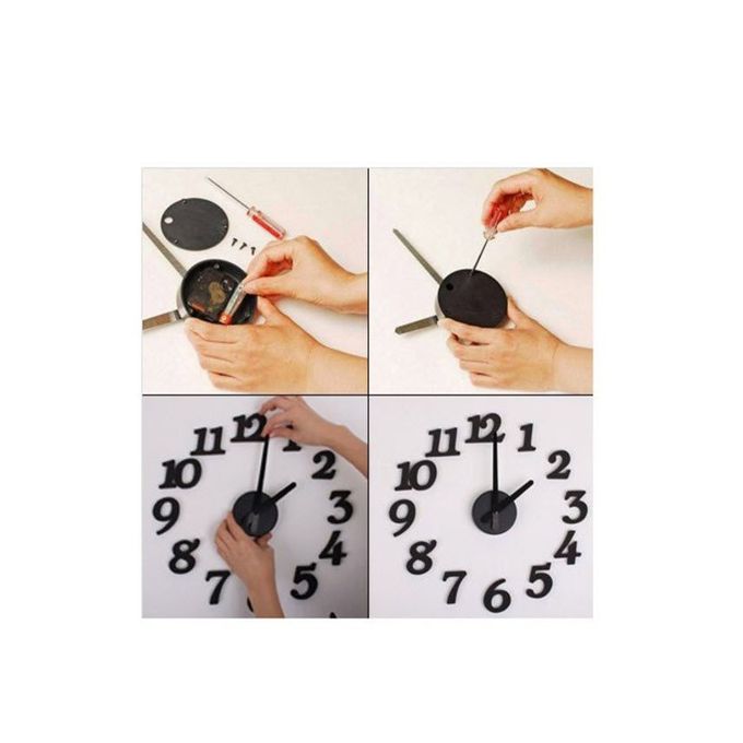 3D Frame-less Wall Clock - Black