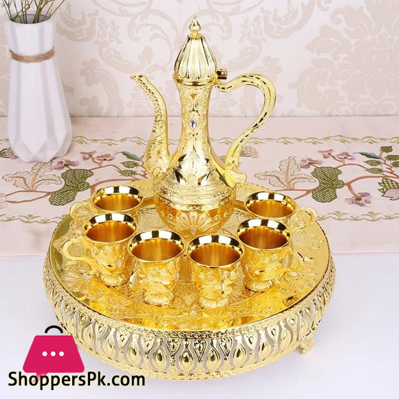 Arabic Turkish Coffee Cups Gawa Set of 8 Golden A1 - Zam Zam Water Set