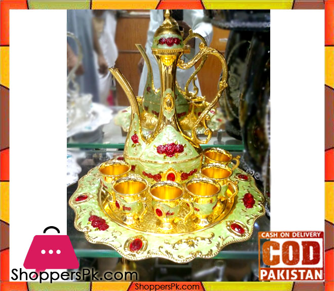 Arabic Turkish Coffee Cups Gawa Set of 8 Golden - Zam Zam Water Set