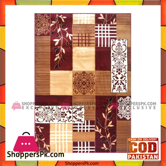 Beige & Maroon Polypropylene Persian Rug - 4x6 Ft
