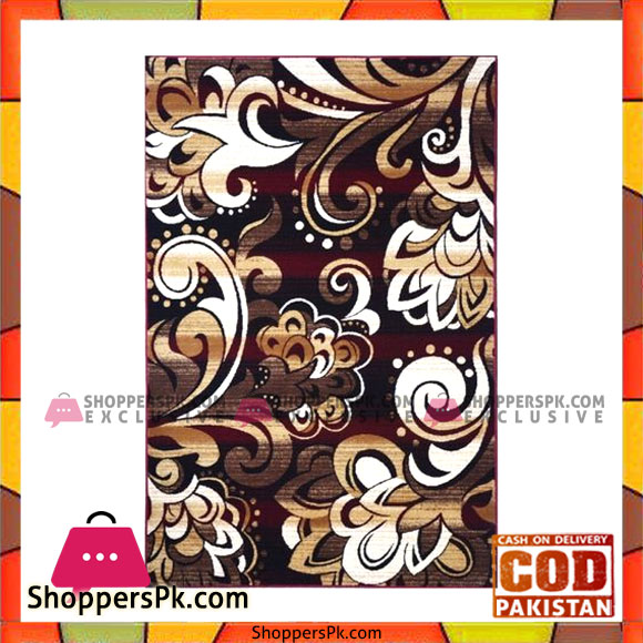Brown & Maroon Polypropylene Persian Rug - 4x6 Ft