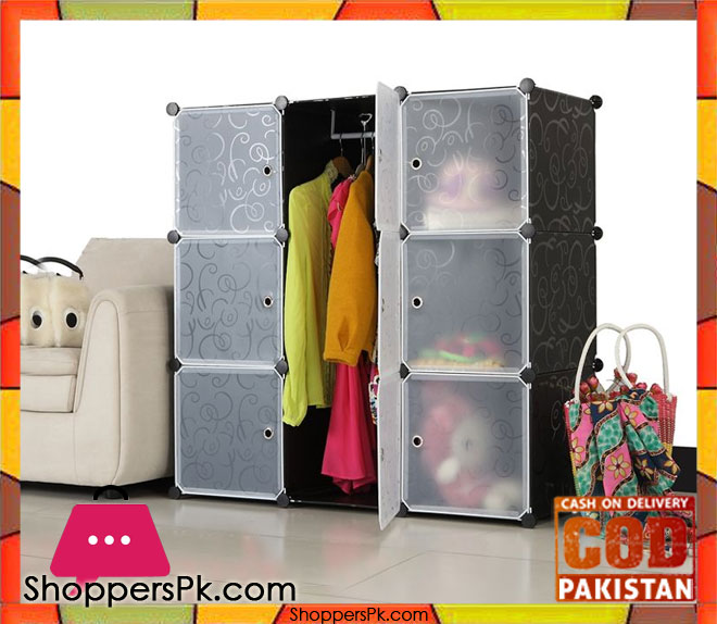 Intelligent Plastic Portable Cube Cabinet 9 Cube with Cloth Hanging