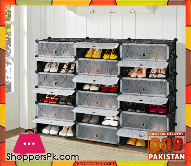 Intelligent Plastic Portable Cube Cabinet – Shoe Rack 18 Cube
