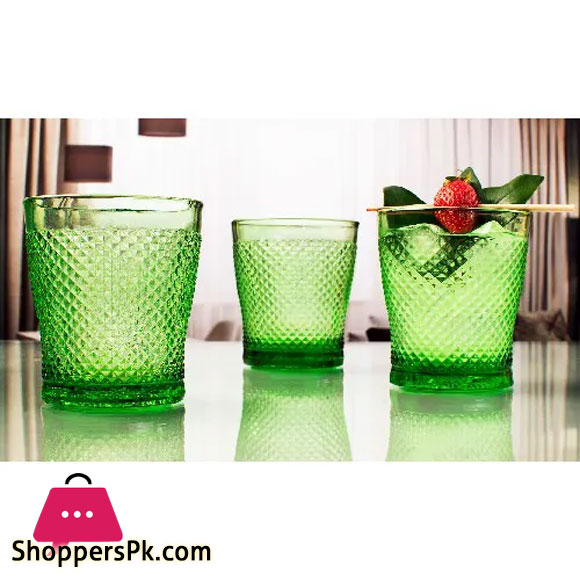 KAVEH Mario Green Drinking Glass 260ml Set of 6