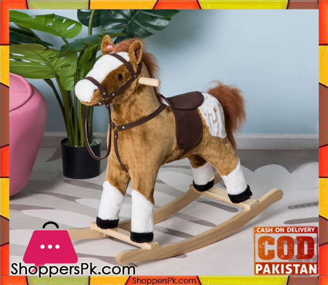 Kid Plush Rocking Horse Ride on Toy Pony with Realistic Sound Medium