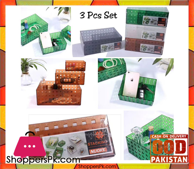 Stacking Jewellery & Multi-purpose Box 3 Pieces Set