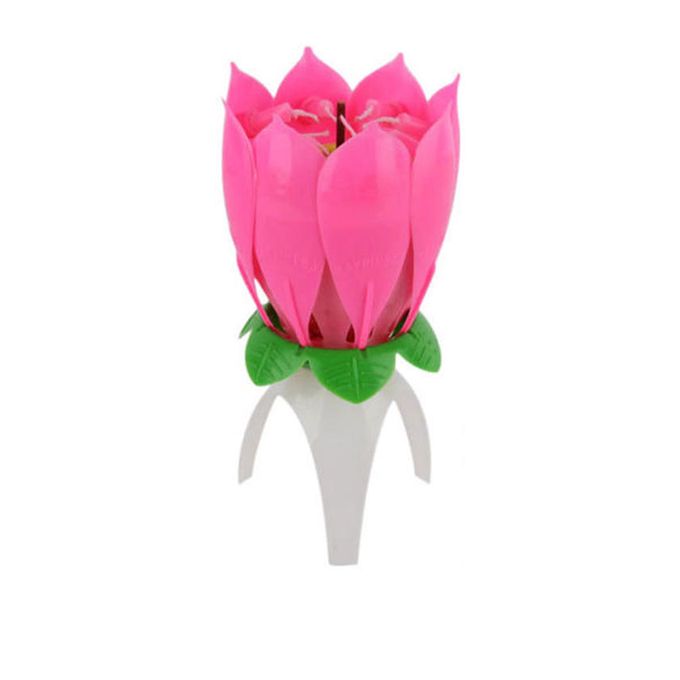 Ingenious Gadgets Happy Birthday Candle with Music & Magical Sparklers with Free Internal Battery - Large Pink Flower