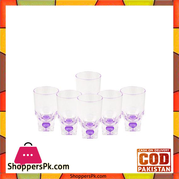 Acrylic Square Base Crystal Tumbler Set - 6 Pieces - Purple - BH0015AC