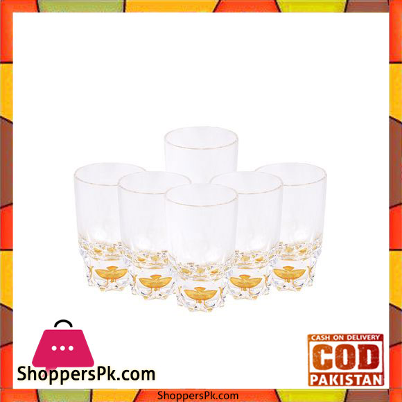 Acrylic Round Diamond Cut Base Crystal Tumbler Set - 6 Pieces - Yellow - BH0014AC