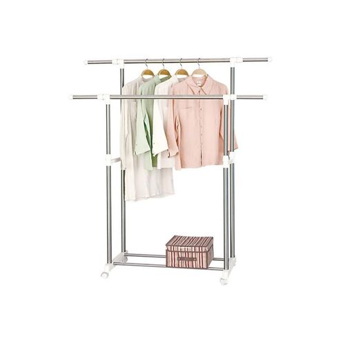 Double Clothing Rod Telescopic Clothes Hanger Rack