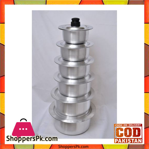 Crockery King Steel Deghchi Set Stainless Steel - 6 Pieces