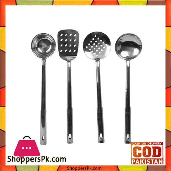 Set of 4 - Stainless Steel Spoons - Silver