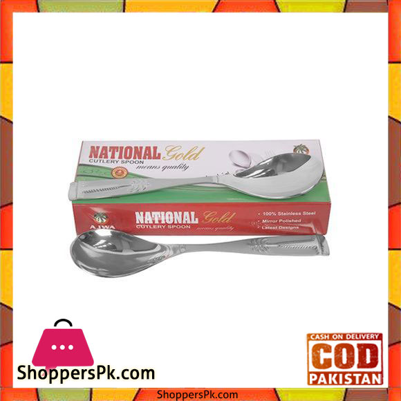 National Gold Set of 6 - Stainless Steel Spoons - Silver