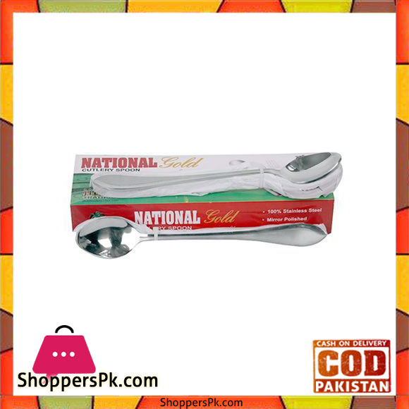 National Long Tea Spoon Set of 6 - Stainless Steel Spoons - Silver
