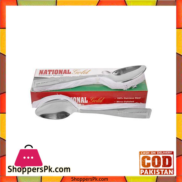 National Gold Set of 6 - Stainless Steel Spoons - Silver