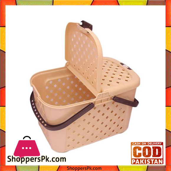 Portable Storage, Picnic and Carry Basket With Lid