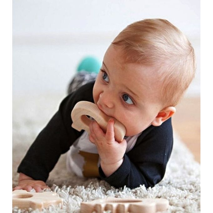 SHS Gifts Natural Wood Cookie Shaped Teether for babies