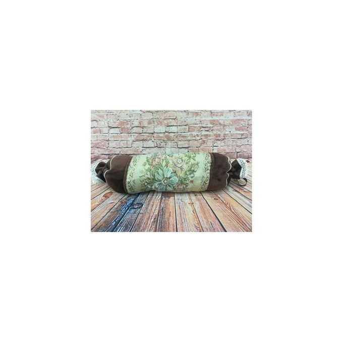 Ethnic Design Round Neck Pillow - Brown