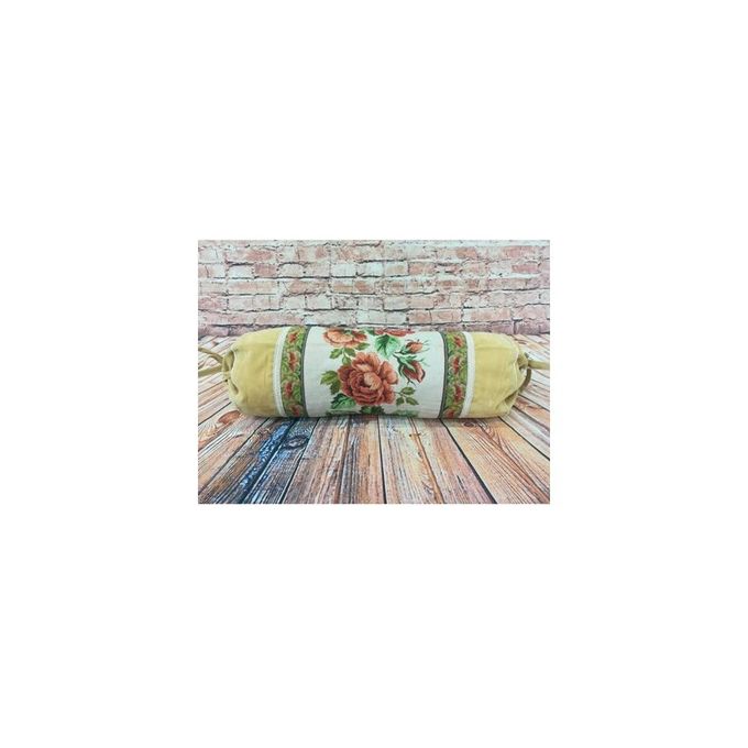 Ethnic Design Round Neck Pillow - Yellow
