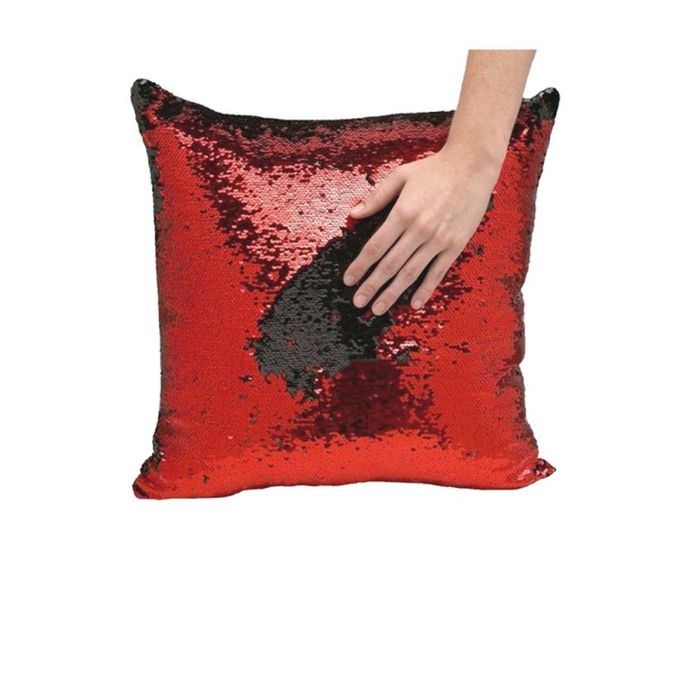 Red & Black Reversible Sequins Mermaid Pillow with Filling - CUS-110-26