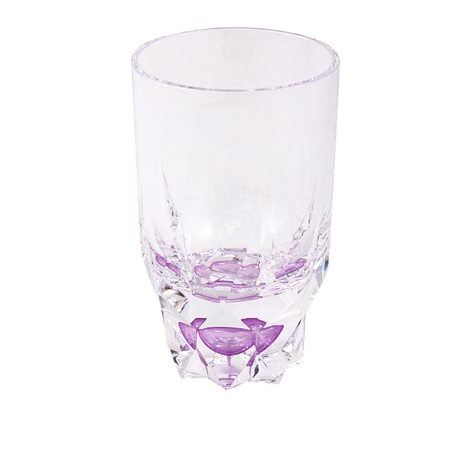 Acrylic Round Diamond Cut Base Crystal Tumbler Set - 6 Pieces - Purple - BH0014AC