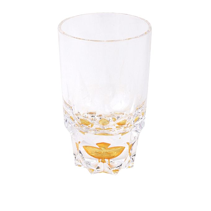 Acrylic Round Diamond Cut Base Crystal Tumbler Set - 6 Pieces - Yellow - BH0014AC