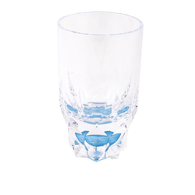 Acrylic Round Diamond Cut Base Crystal Tumbler Set - 6 Pieces - Blue - BH0014AC