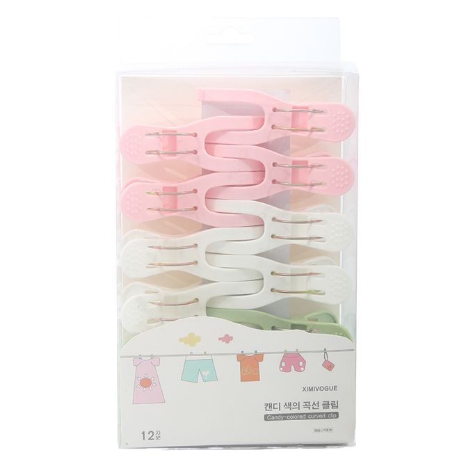 Candy Colored Curved Cloth Hanging Clip - Multi Colour