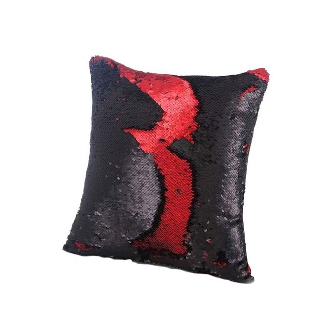 Red & Black Reversible Sequins Mermaid Pillow with Filling - CUS-110-26