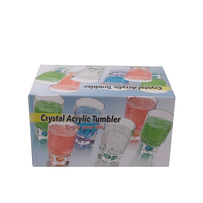 Acrylic Square Base Crystal Tumbler Set - 6 Pieces - Purple - BH0015AC