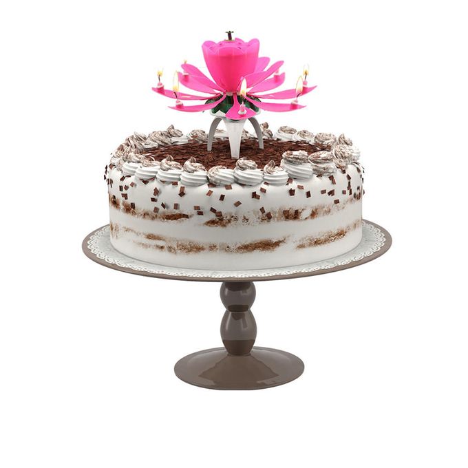 Ingenious Gadgets Happy Birthday Candle with Music & Magical Sparklers with Free Internal Battery - Large Pink Flower