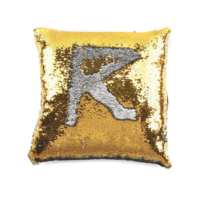 Reversible Mermaid Sequin Pillow - White & Golden