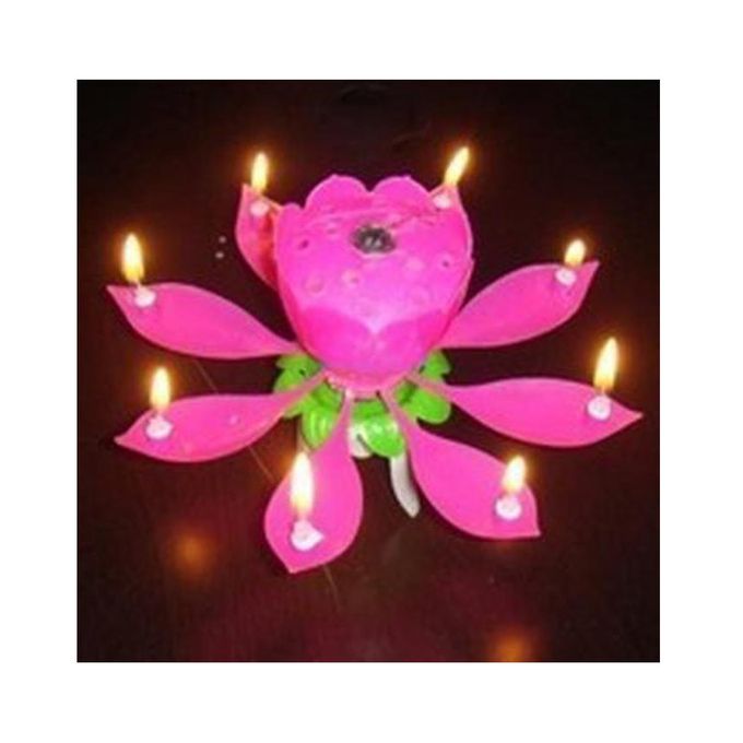 Ingenious Gadgets Happy Birthday Candle with Music & Magical Sparklers with Free Internal Battery - Large Pink Flower