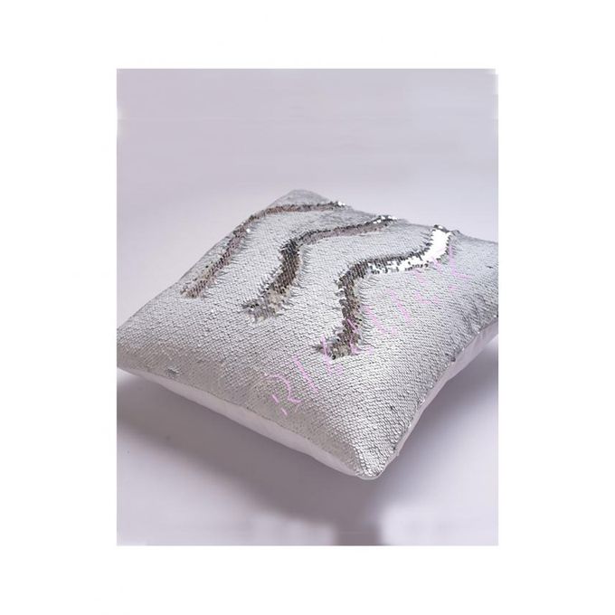 White & Silver Reversible Mermaid Cushion Cover - CUS-110-27-P1a