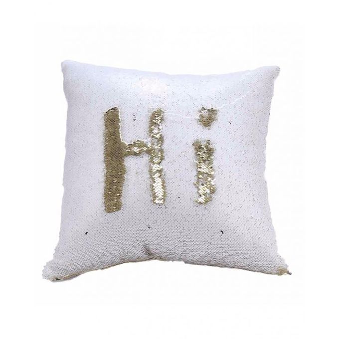 Reversible Mermaid Sequin Pillow - White & Golden