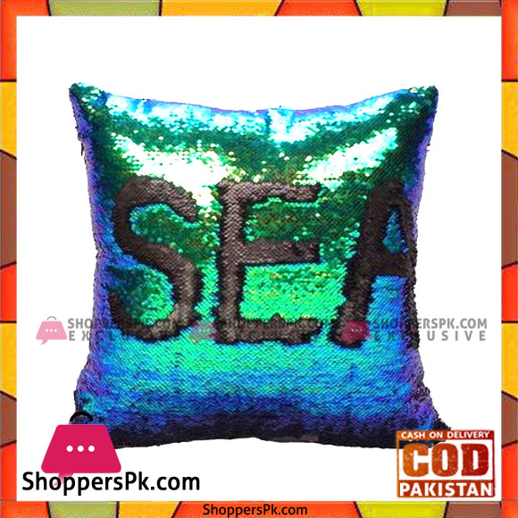 Black & Blue/Green - Reversible Mermaid Sequin Pillow